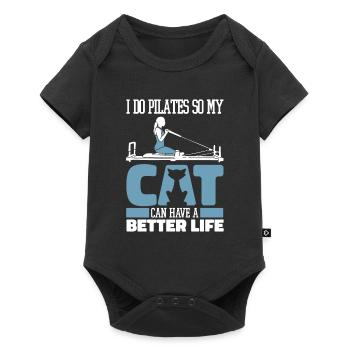 Chat Pilates - Body à manches courtes Premium Bébé - noir - Devant
