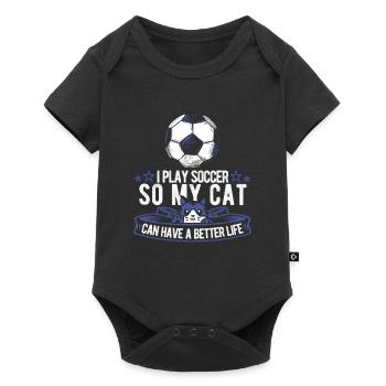 Football Footballeur Chat - Body à manches courtes Premium Bébé - noir - Devant