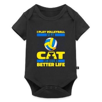 Volleyball Volleyball Player Cat - Body à manches courtes Premium Bébé - noir - Devant