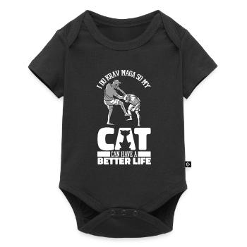 Krav Maga Katze - Baby Premium Kurzarmbody - Schwarz - Vorne