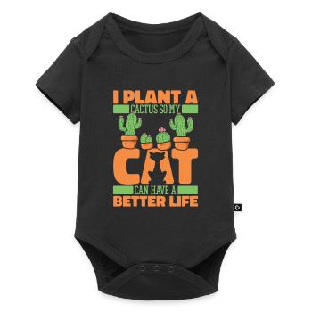 Cactus Garden Cat - Baby Premium short-sleeve bodysuit - black - Front