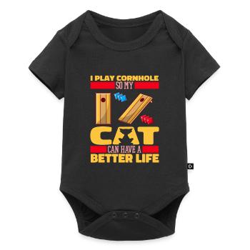 Cornhole Blind Hole Game Cat - Body à manches courtes Premium Bébé - noir - Devant