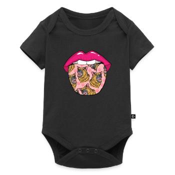 Schäferhund Zunge - Baby Premium Kurzarmbody - Schwarz - Vorne