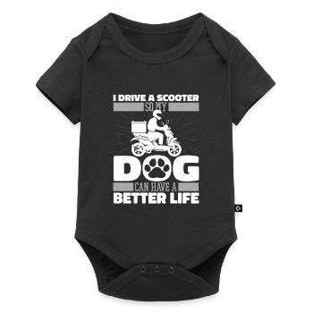 Motorroller Hund - Baby Premium Kurzarmbody - Schwarz - Vorne