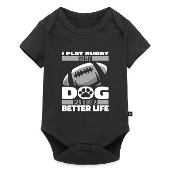 Rugby Hund - Baby Premium Kurzarmbody - Schwarz - Vorne