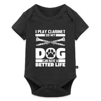 Clarinet Clarinetist Dog - Baby Premium short-sleeve bodysuit - black - Front