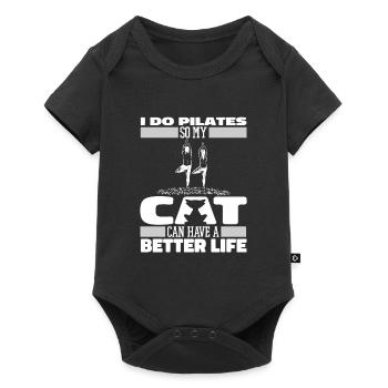 Chat Pilates - Body à manches courtes Premium Bébé - noir - Devant