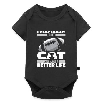 Rugby Katze - Baby Premium Kurzarmbody - Schwarz - Vorne