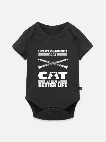 Klarinette Klarinettist Katze - Baby Premium Kurzarmbody - Schwarz