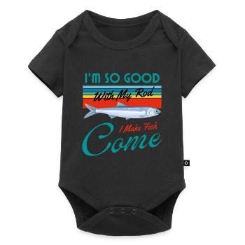 Je suis si bon avec ma canne que je fais venir le poisson - Body à manches courtes Premium Bébé - noir - Devant