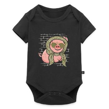 Lunettes de soleil d’éleveur de porcs avec foulard - Body à manches courtes Premium Bébé - noir - Devant