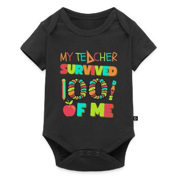 Mein Lehrer überlebte 100 Tage von mir 100 Schultage - Baby Premium Kurzarmbody - Schwarz - Vorne