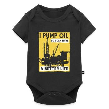 Ölfeld Bohrinsel Pumpe - Baby Premium Kurzarmbody - Schwarz - Vorne