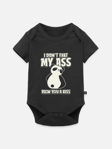 Großer Panda Pandabär - Baby Premium Kurzarmbody - Schwarz