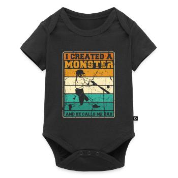 Papa softball - Body à manches courtes Premium Bébé - noir - Devant