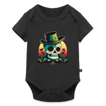 Sunset Sugar Skull Wearing A Hat St Patrick"s Day - Baby Premium short-sleeve bodysuit - black - Front