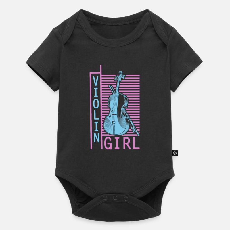 Violine Geige Mädchen - Baby Premium Kurzarmbody - Schwarz