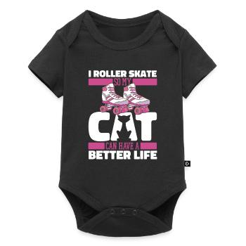 Patins à roulettes Roller skating cat - Body à manches courtes Premium Bébé - noir - Devant