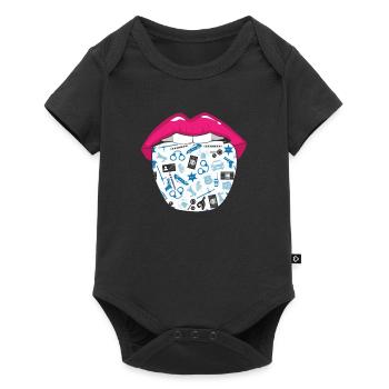 Policier Police Langue - Body à manches courtes Premium Bébé - noir - Devant