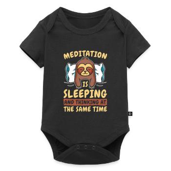 Faultier Meditation Faultier Yoga - Baby Premium Kurzarmbody - Schwarz - Vorne