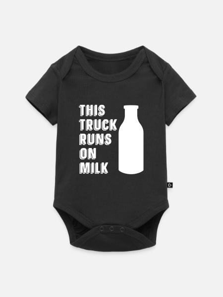 Kuh Milch Trucker Milchwagen - Baby Premium Kurzarmbody - Schwarz