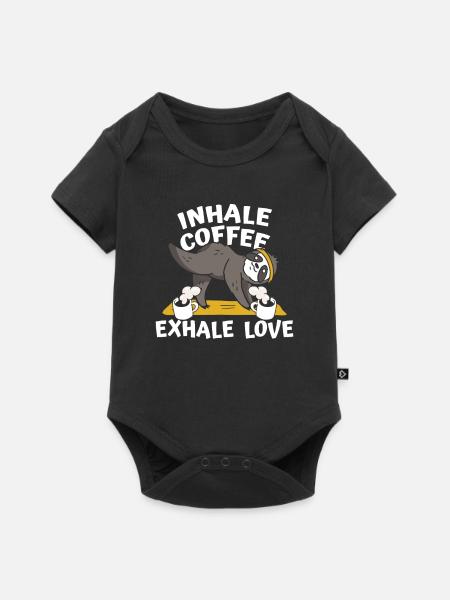Faultier Kaffee Faultier Yoga - Baby Premium Kurzarmbody - Schwarz