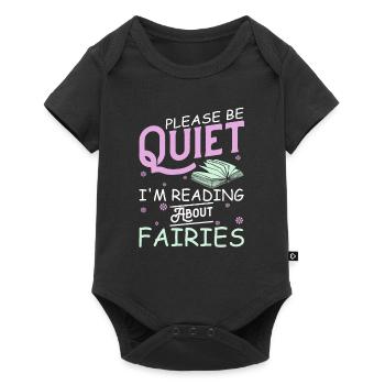 Buch Leseratte Bücherwurm Buchfee - Baby Premium Kurzarmbody - Schwarz - Vorne