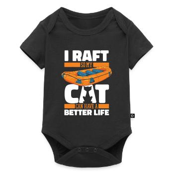 Rafting Cat - Baby Premium short-sleeve bodysuit - black - Front