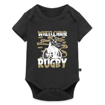 Rugby Rollstuhl - Baby Premium Kurzarmbody - Schwarz - Vorne