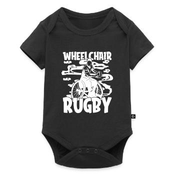 Rugby Rollstuhl - Baby Premium Kurzarmbody - Schwarz - Vorne