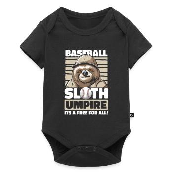Faultier Witzig Faultier Baseball - Baby Premium Kurzarmbody - Schwarz - Vorne