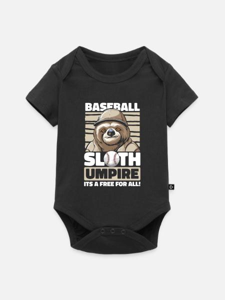 Faultier Witzig Faultier Baseball - Baby Premium Kurzarmbody - Schwarz