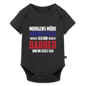 Barber Barbershop Morgens Mde Abends Blau - Baby Premium Kurzarmbody - Schwarz - Vorne