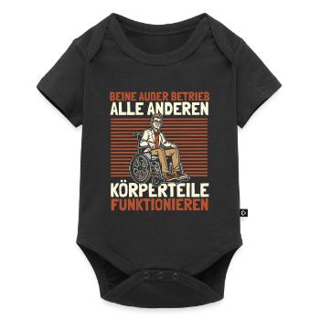 Rollstuhl Rollstuhlfahrer - Baby Premium Kurzarmbody - Schwarz - Vorne