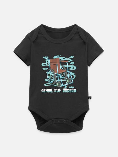 Rollstuhl Rollstuhlfahrer - Baby Premium Kurzarmbody - Schwarz