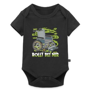 Rollstuhl Rollstuhlfahrer - Baby Premium Kurzarmbody - Schwarz - Vorne