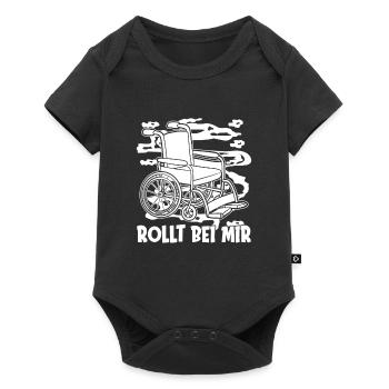 Rollstuhl Rollstuhlfahrer Witzig - Baby Premium Kurzarmbody - Schwarz - Vorne