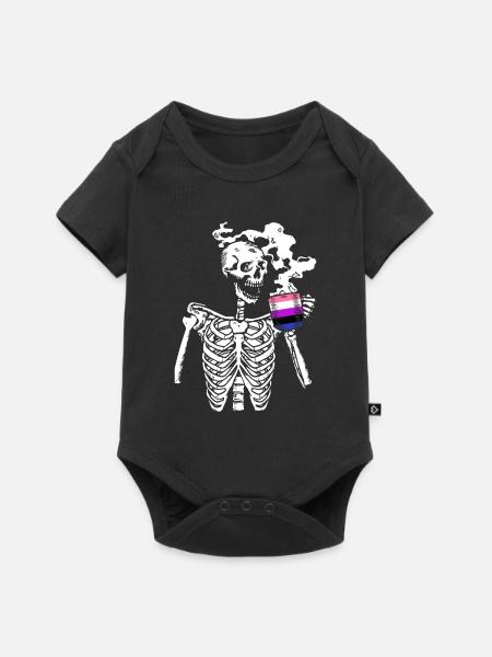 Genderfluide Skelett - Baby Premium Kurzarmbody - Schwarz