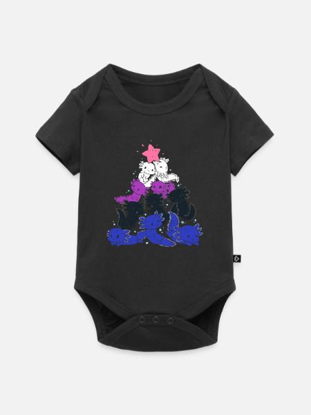 Genderfluide Axelotl - Baby Premium Kurzarmbody - Schwarz