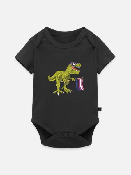 Genderfluide Dino - Baby Premium Kurzarmbody - Schwarz