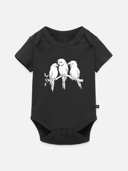 Papagei Zweig - Baby Premium Kurzarmbody - Schwarz