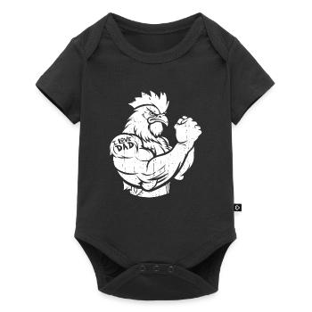 Poulet poule biceps tatouage j’aime papa - Body à manches courtes Premium Bébé - noir - Devant