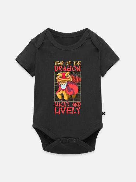 Jahr Des Drachen 2024 - Baby Premium Kurzarmbody - Schwarz