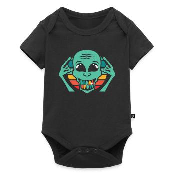 Alien Außerirdischer - Baby Premium Kurzarmbody - Schwarz - Vorne