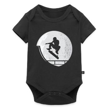 Skateboard Skater Mond - Baby Premium Kurzarmbody - Schwarz - Vorne