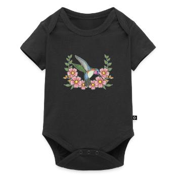 Colibri, Fleurs, Oiseau De Fleur - Body à manches courtes Premium Bébé - noir - Devant