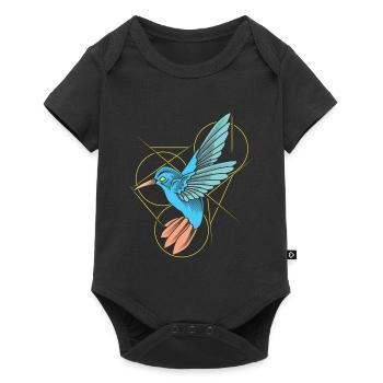 Colibri abstrait au trait - Body à manches courtes Premium Bébé - noir - Devant