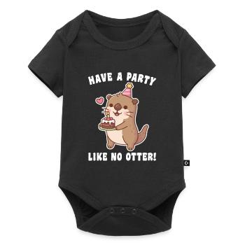 Loutre mignonne avec gâteau Faites la fête comme aucune loutre - Body à manches courtes Premium Bébé - noir - Devant