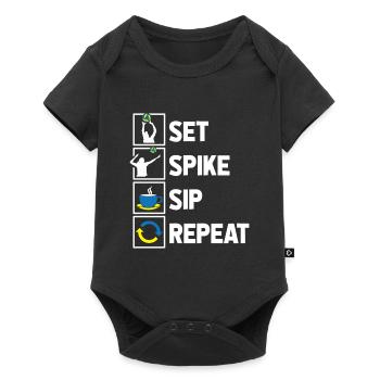 Volleyball Volleyballer Koffein - Baby Premium Kurzarmbody - Schwarz - Vorne