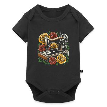 Nähen Nähmaschine Floral Sewing Machine - Baby Premium Kurzarmbody - Schwarz - Vorne